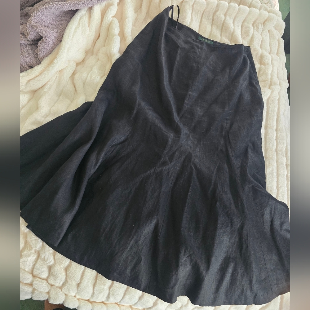 Ralph Lauren Black Flared Tulip A-Line Skirt